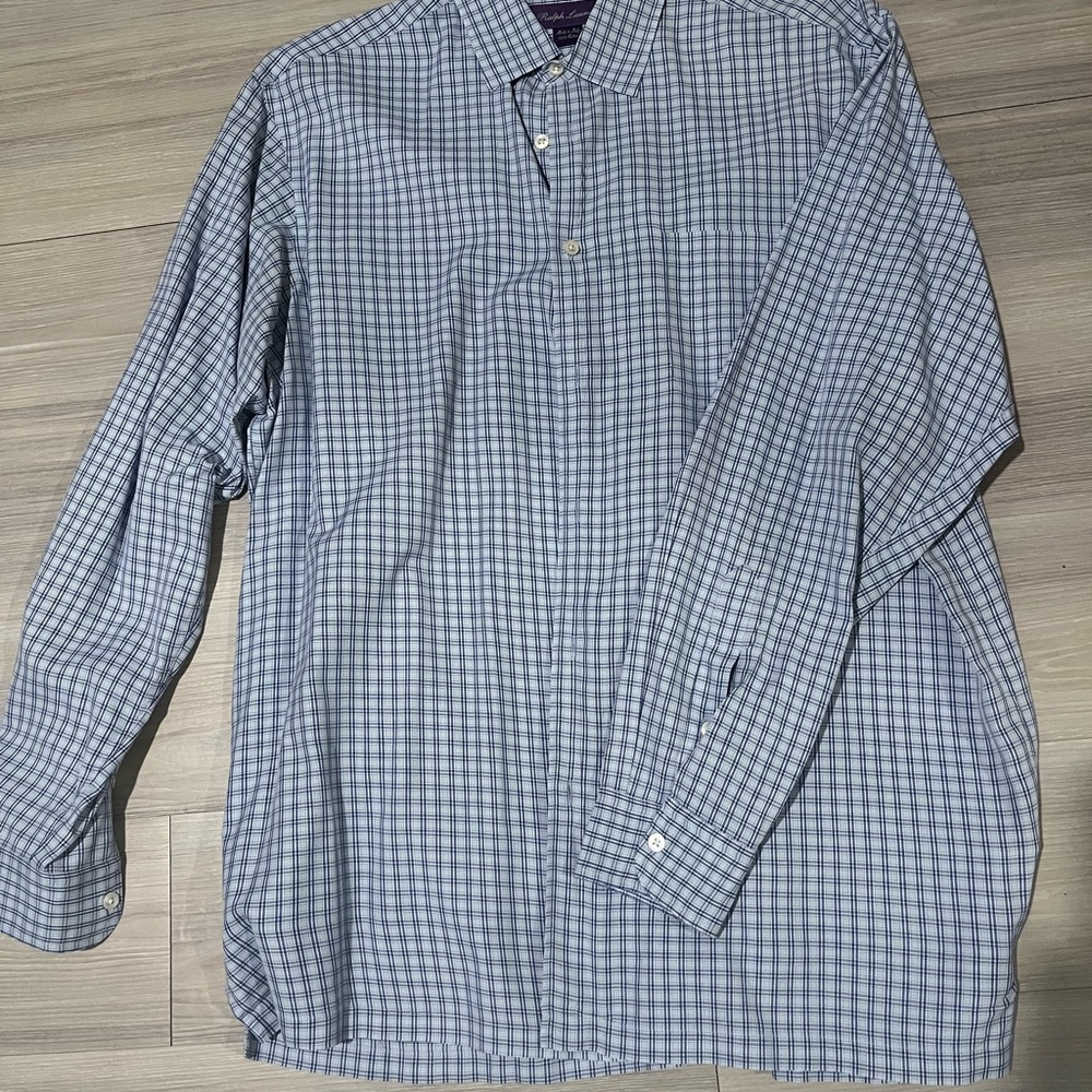 Ralph Lauren Purple Label Blue Checkered Long Sleeve Shirt